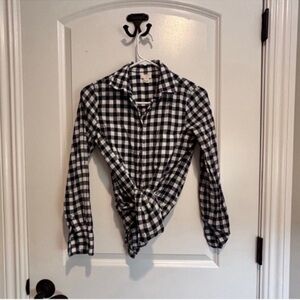 J Crew Blue White Gingham Plaid Cotton Button Down Shirt XXS